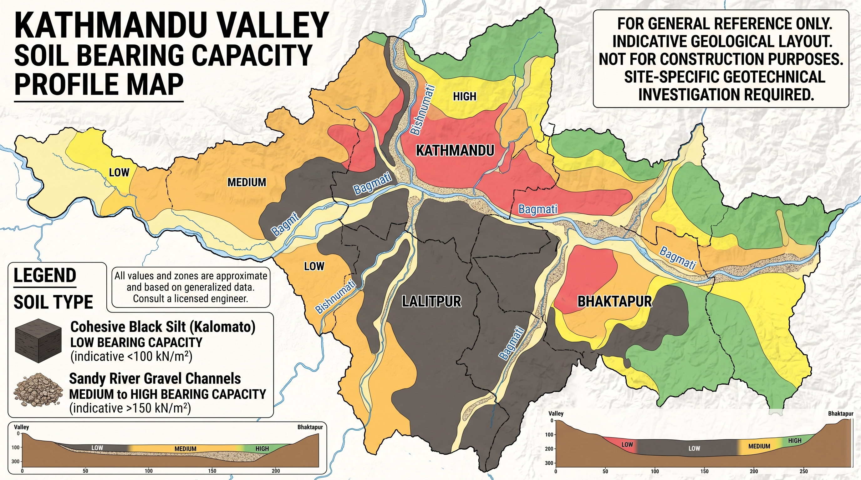 Kathmandu Valley Soil Bearing Capacity Profile Map