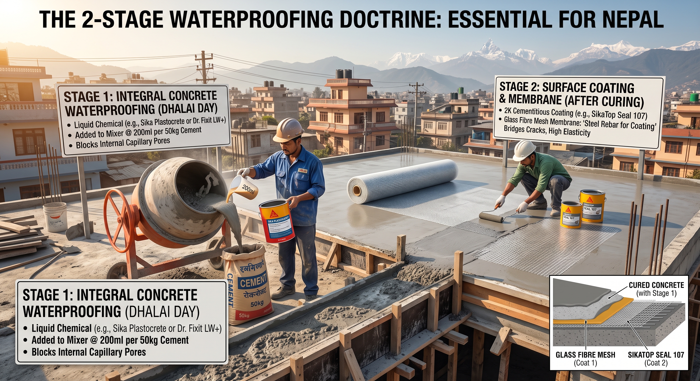 2-Stage Waterproofing Method Implementation in Nepal